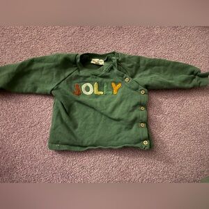 Green 'JOLY' Button-Up Sweatshirt